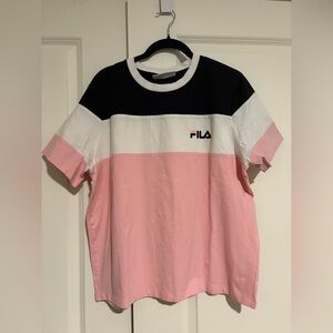 Fila Women's Colorblock Tee - Black, White, Pink